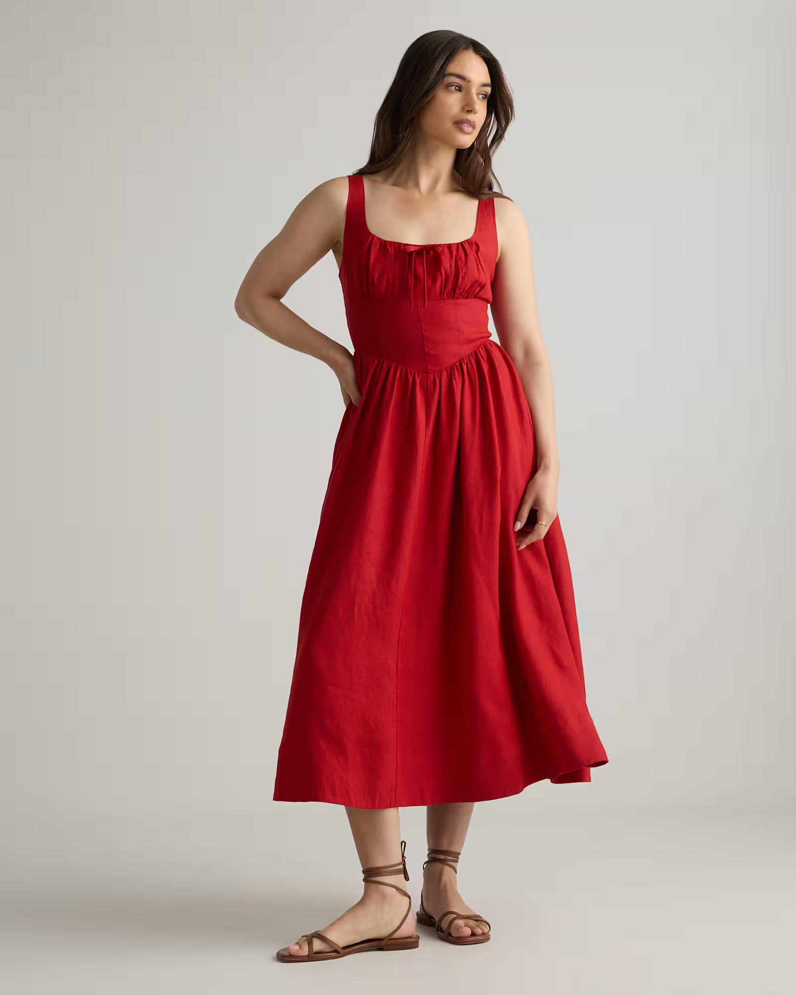 100% European Linen Corset Midi Dress | Quince