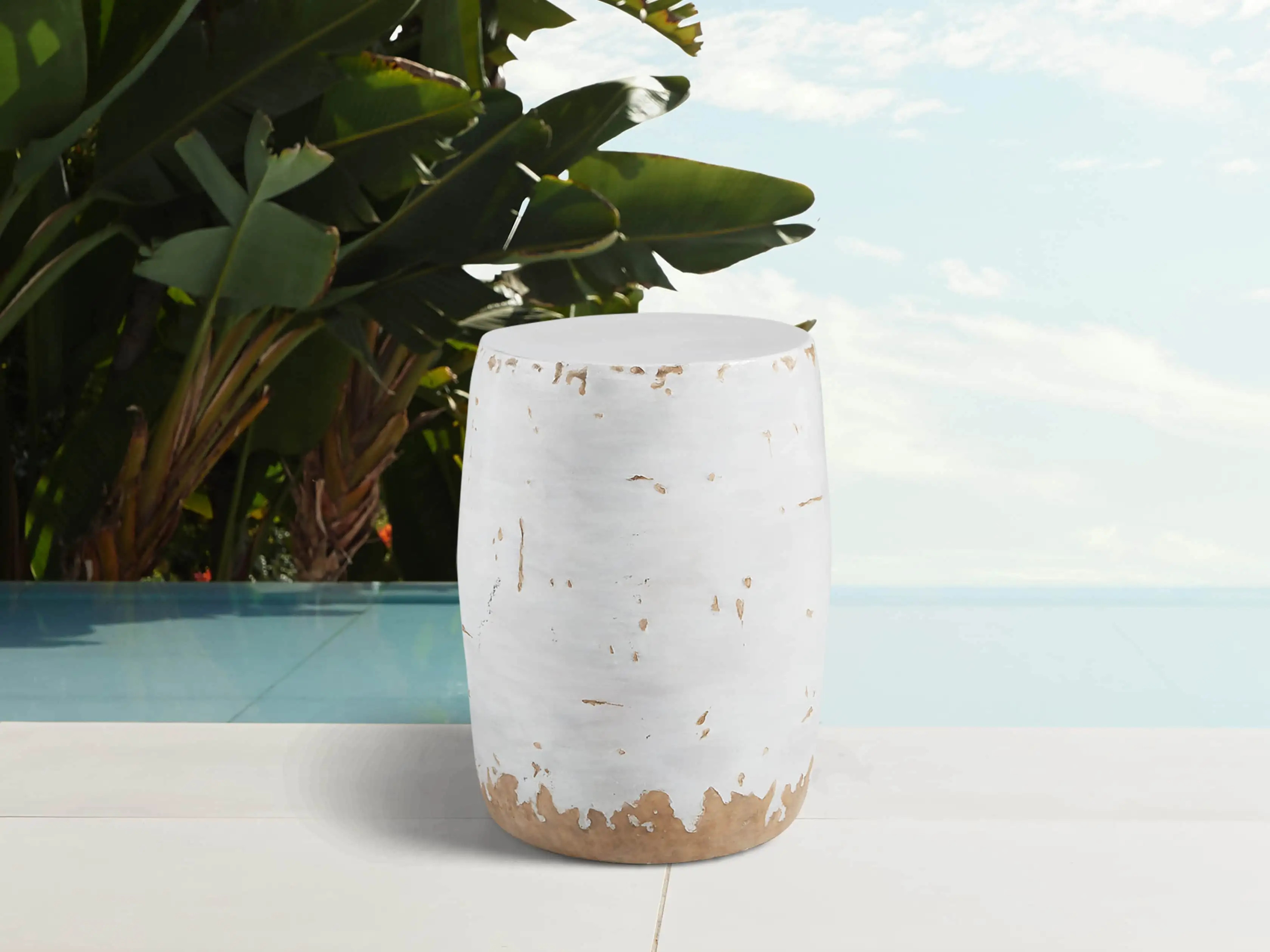 Antique White Garden Stool | Arhaus