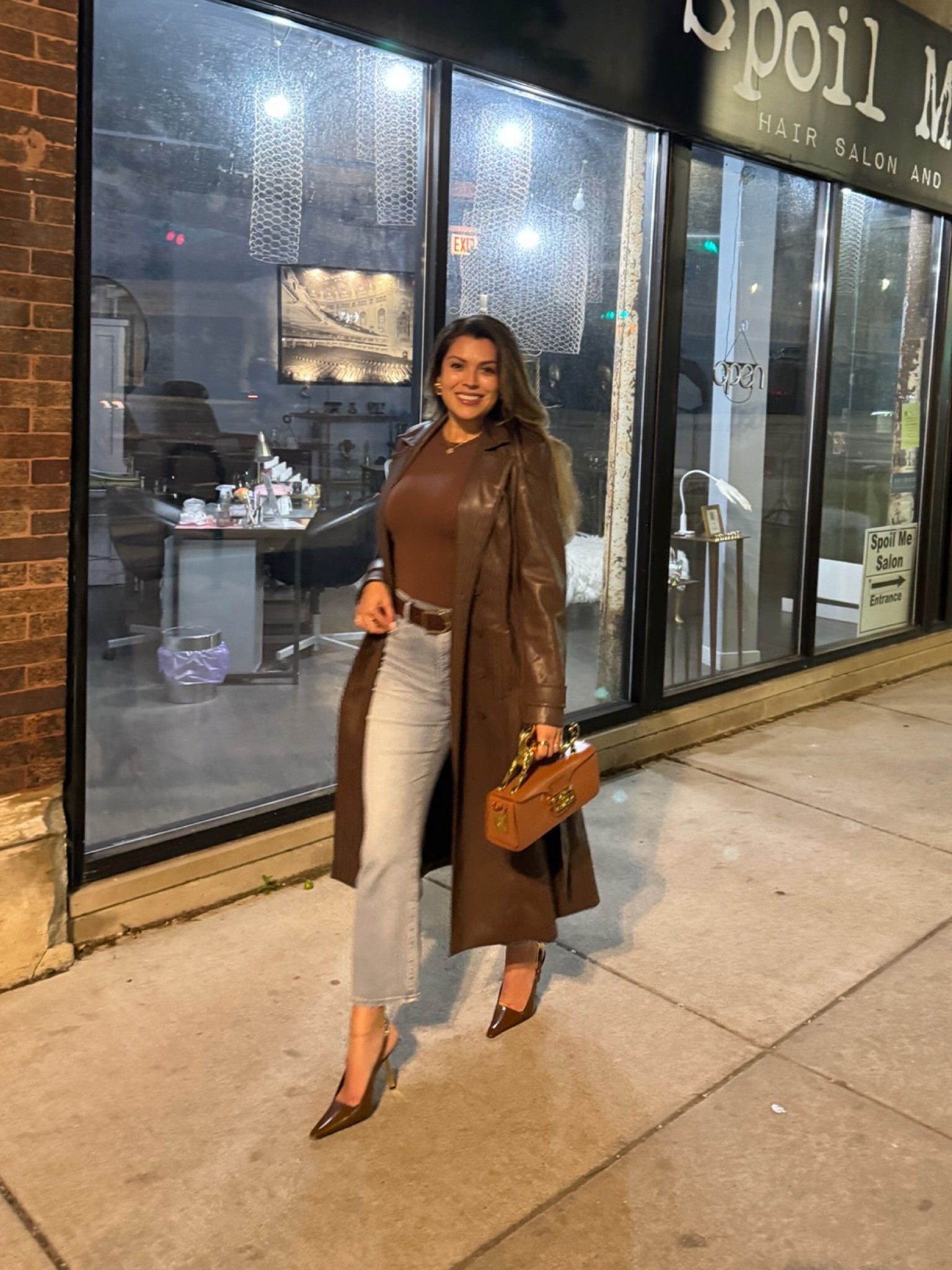 Summer spring date night outfit 
Faux leather trench 
Bodysuit 
Slingback heels 

#LTKGiftGuide #LTKSeasonal #LTKstyletip