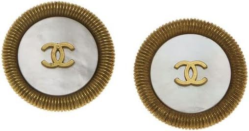 Pre-Loved Gold & Mother of Pearl Round Earrings, White | Amazon (US)