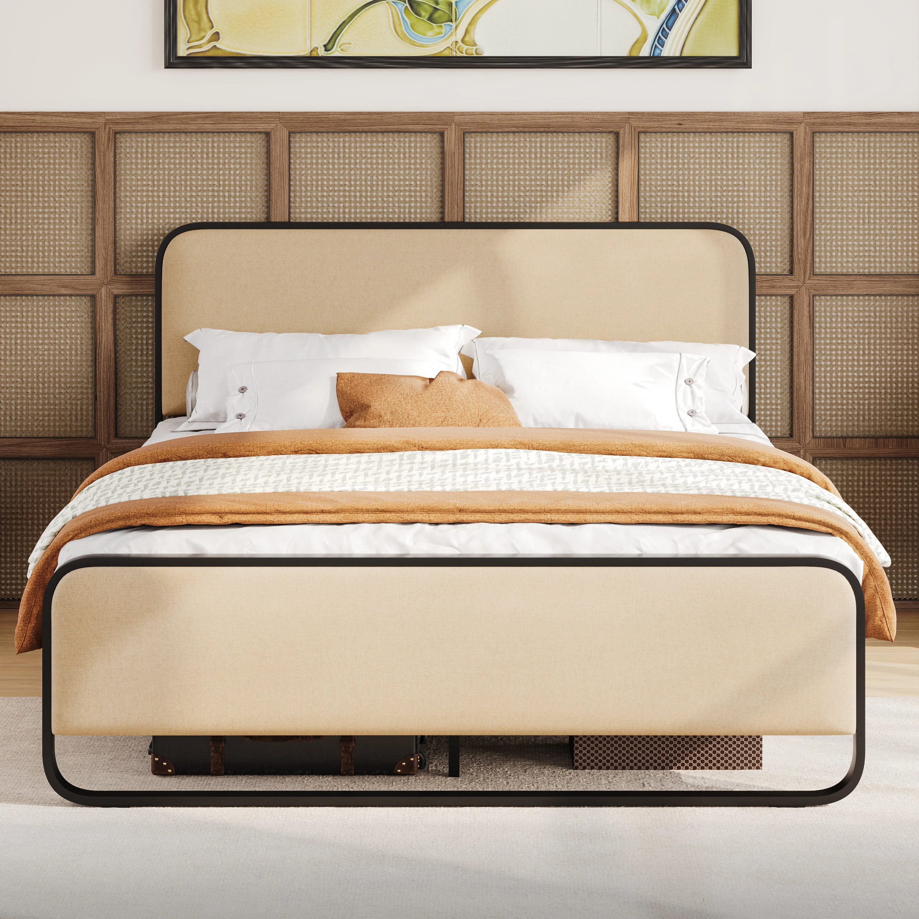 Ebern Designs Platform Metal Bed Frame With Curved Upholstered Headboard | Wayfair | Wayfair North America