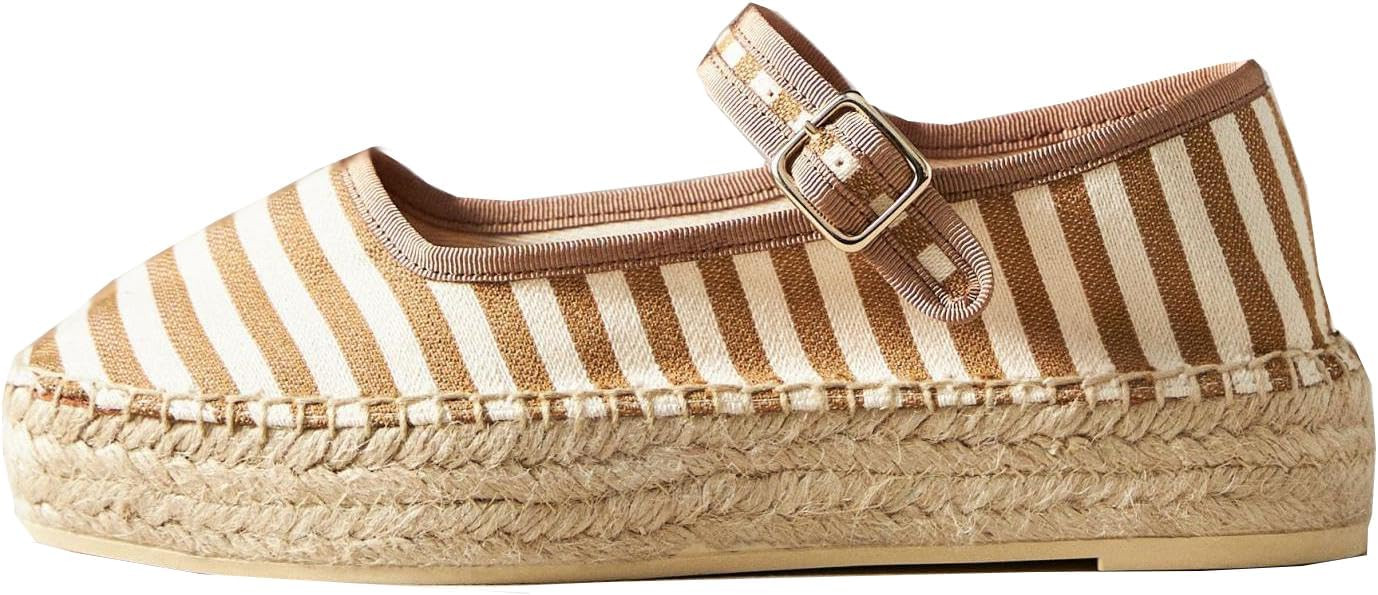 Women's Mary Jane Espadrilles Woven Espadrille Outsole Canvas Summer Flats | Amazon (US)