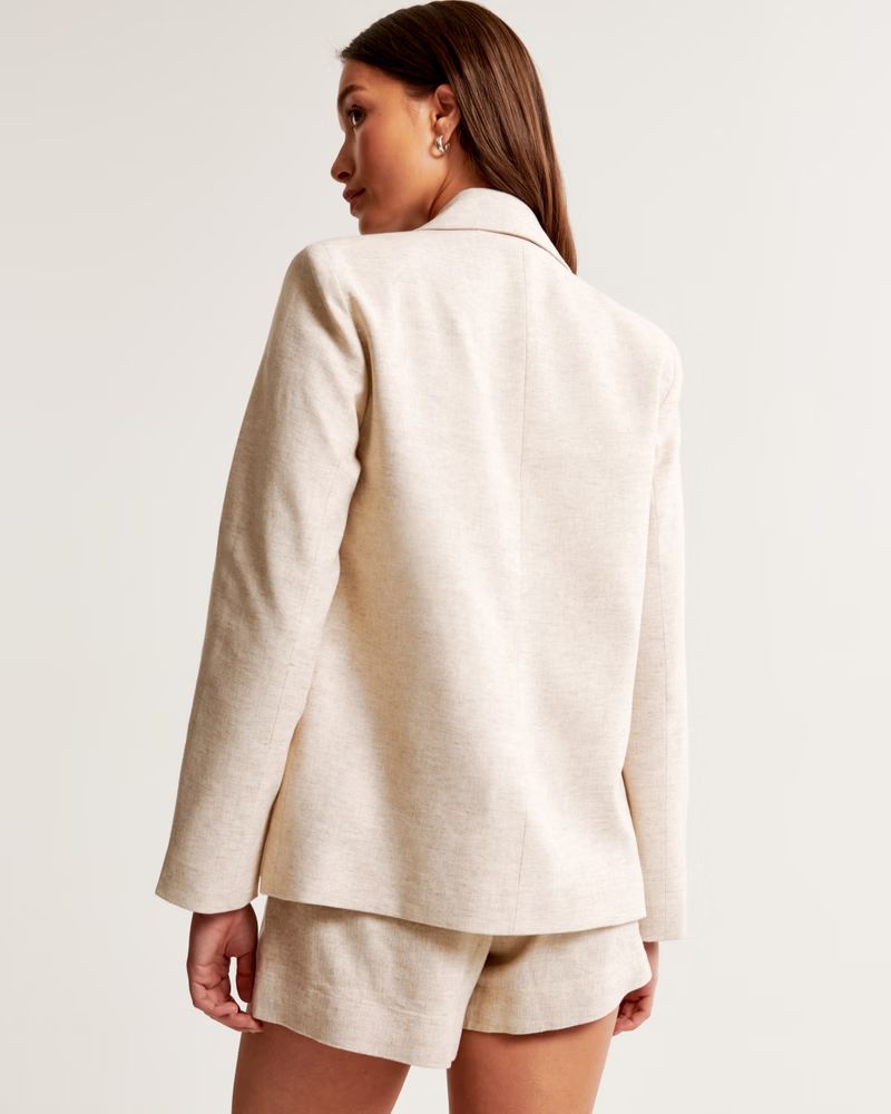 Women's Linen-Blend Blazer | Women's New Arrivals | Abercrombie.com | Abercrombie & Fitch (UK)