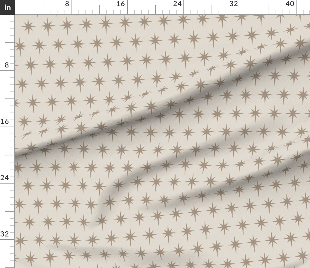 Preppy mushroom beige brown and white grandmillenial star of Bethlehem Fabric | Spoonflower | Spoonflower
