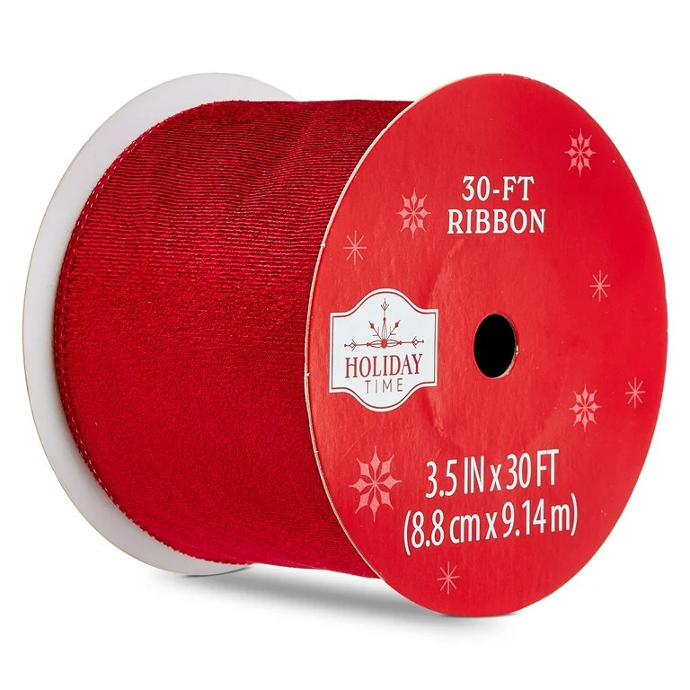 Dark Red Velvet Christmas Ribbon, 3.5" x 30', by Holiday Time | Walmart (US)