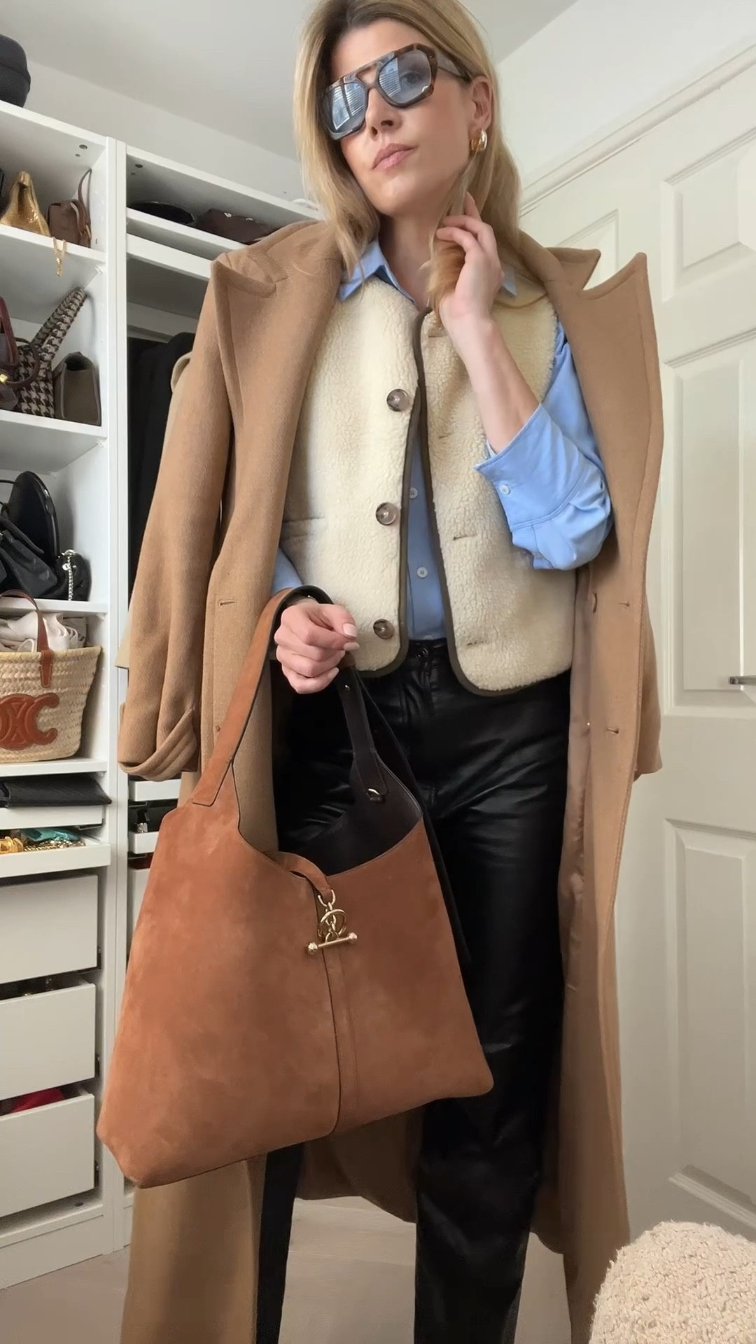 Sezane waistcoat, leather trousers, wool coat, strathberry bag, suede bag, leather trousers, my Theresa, agolde trousers

#LTKwinter #LTKstyletip #LTKeurope