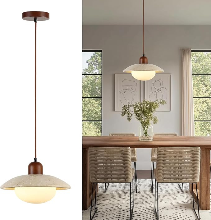 Pendant Lights Kitchen Island Wabi Sabi Lamp, Hanging Lighting Fixture Natural Stone Shade Chande... | Amazon (US)