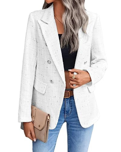Old Money Aesthetic Clothing Women Fall White Womens Blazers Dressy Casual Work Double Breasted Christmas Nike Leather Sweater White S | Amazon (US)