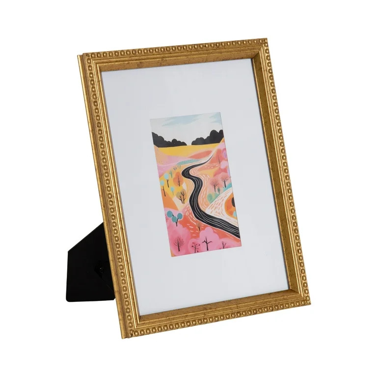DesignOvation 8x10 Matted for 4x6 Beaded Gold Decorative Tabletop Picture Frame | Walmart (US)
