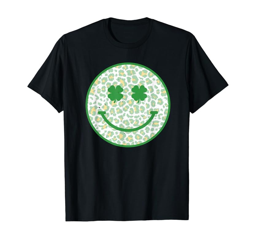 Hippie Leopard Shamrock Groovy Hippie St Patricks Day Lucky T-Shirt | Amazon (US)