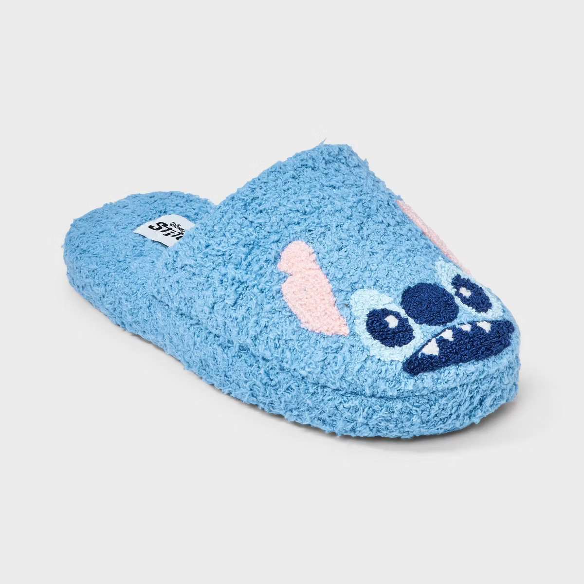 Women's Lilo & Stitch Embroidered Plush Slide Slippers - Blue M/L: Disney Backless Closed Toe Sof... | Target