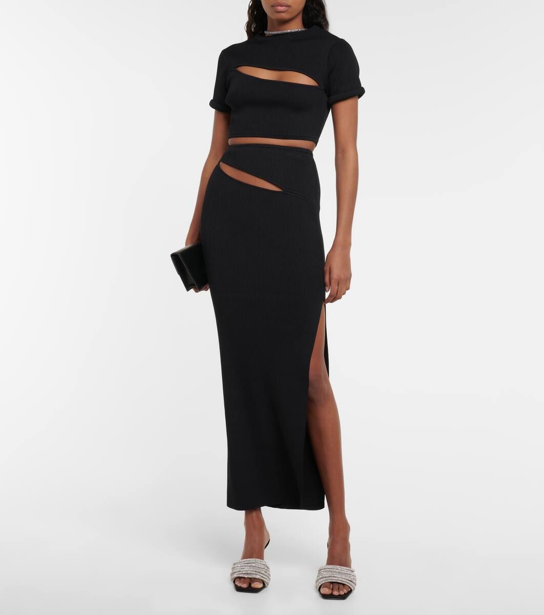 Cutout ribbed-knit midi skirt | Mytheresa (UK)