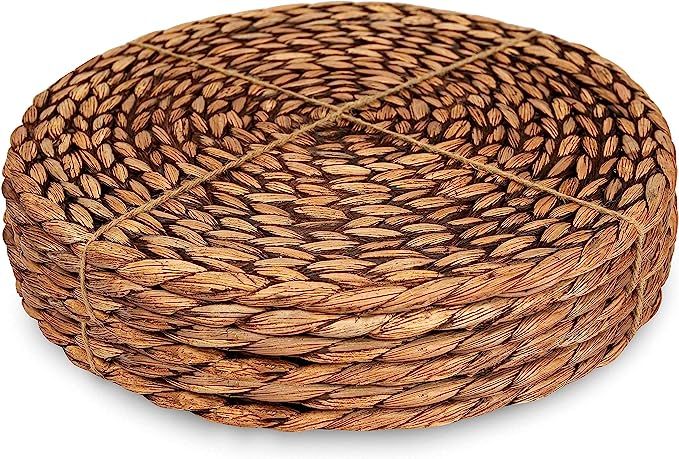 CENBOSS Round Woven Placemats (Brown Wash, 11.8" Set of 4) | Amazon (US)