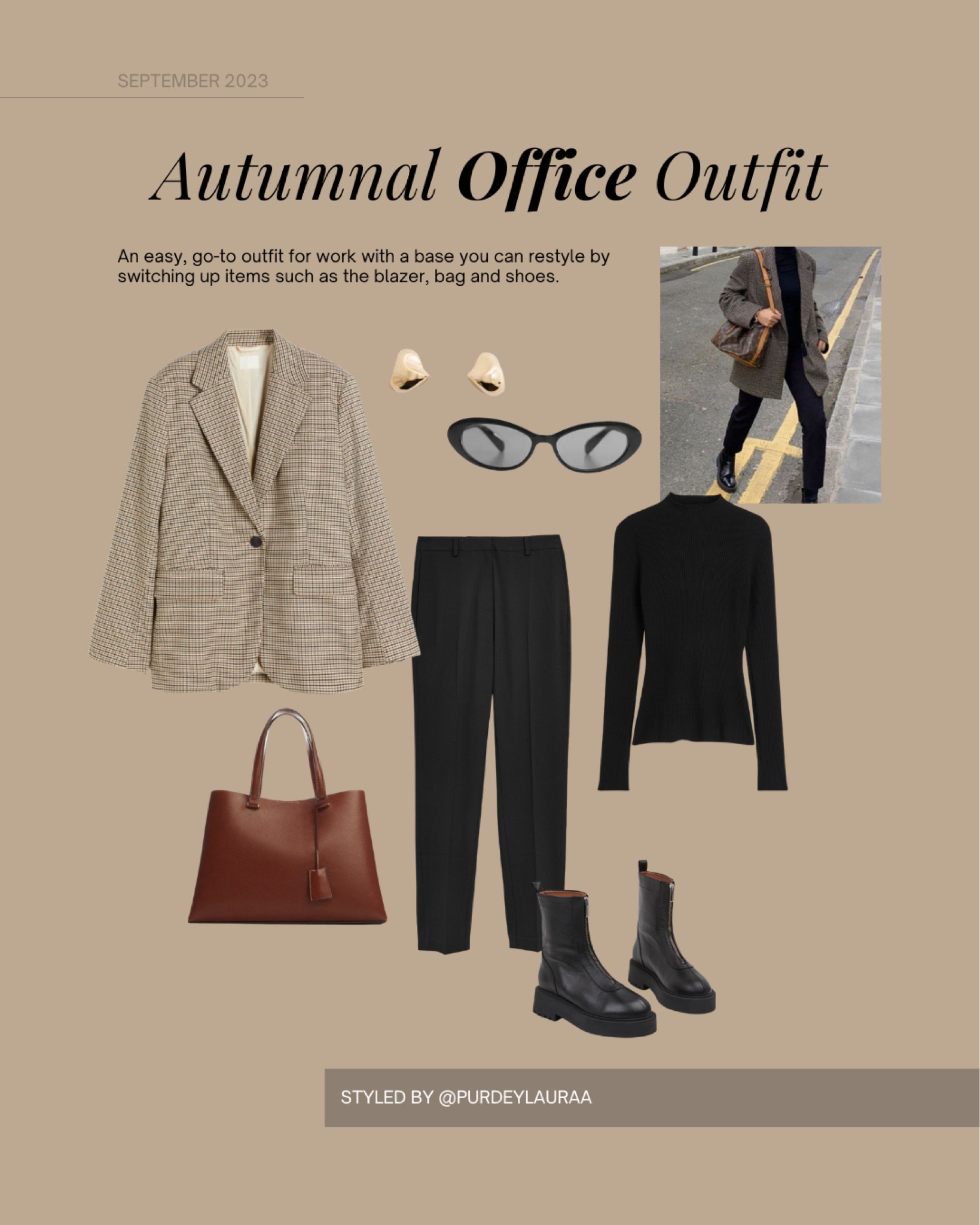 Autumnal office outfit, H&M houndstooth blazer, Flattered boots, Mango brown bag, black cigarette trousers 💻 

#LTKSeasonal #LTKworkwear #LTKstyletip