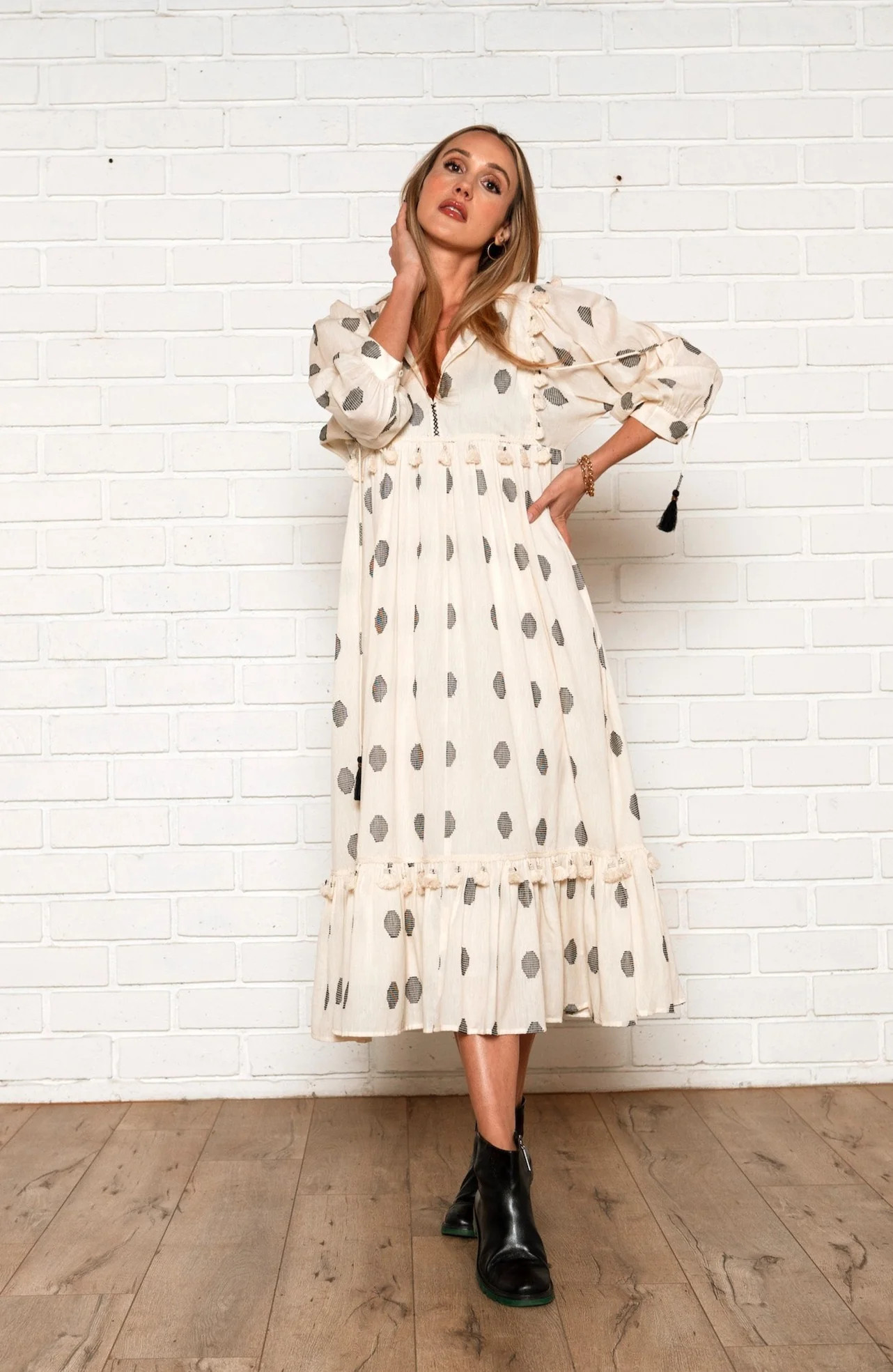 Tanya dress in black circles | Roma Label