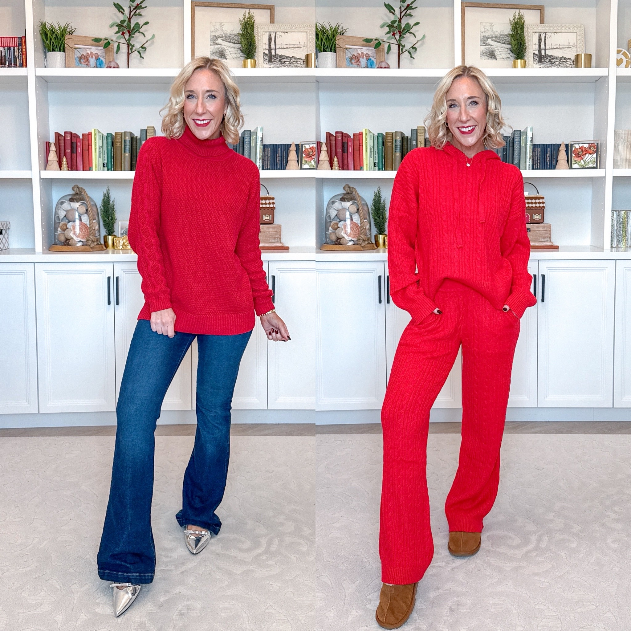 Walmart - holiday finds under $27! #walmartpartner *

Slingback Kitten Heels - tts. On sale $29.99.  

Turtleneck Sweater w/ Cable Sleeves - size XS. On sale $10. 5 colors. 

Flare High Rise Jeans - size 2 (could have done a 0). $25. 

 Cozy Yarn Cable Knit Hoodie Sweater - size Small. $24. 4 colors. 

Cozy Yarn Wide Leg Cable Knit Sweater Pants - size XS. $22. 4 colors

Suede Clog Slippers - tts (only comes in full sizes so size up if in between). On sale $9.99. @walmartstyle #walmartstyle

 

#LTKSeasonal #LTKHoliday #LTKFindsUnder50