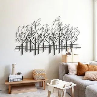 Black Metal Field of Trees Wall Decor | Overstock.com Shopping - The Best Deals on Metal Art | 35... | Bed Bath & Beyond