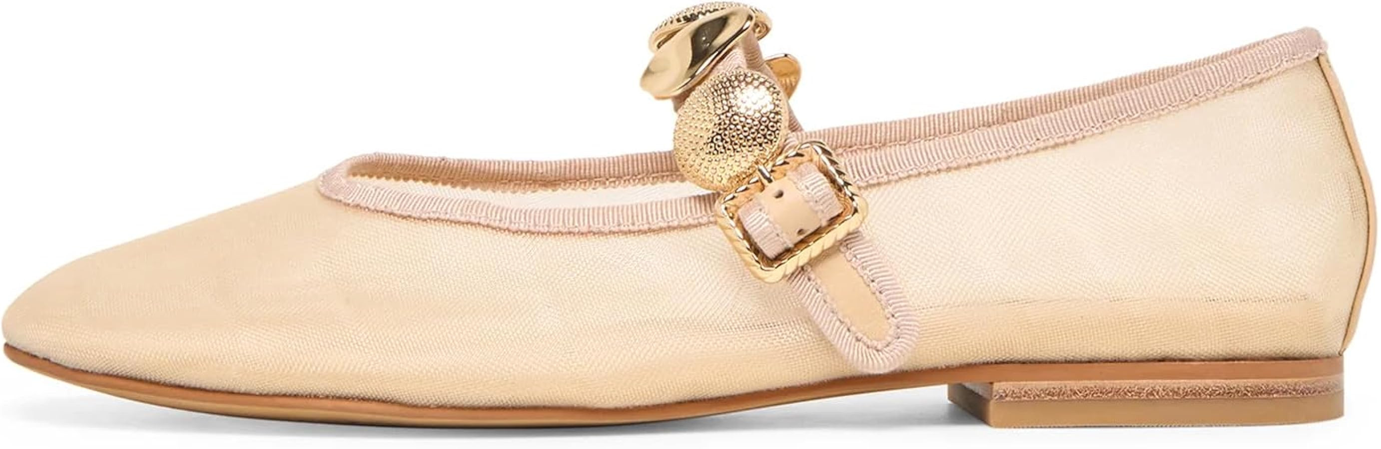 DOEYG Studded Ballet Flats Shoes for Women Round Toe Mary Jane Flats Buckle Strap Dressy Comforta... | Amazon (US)
