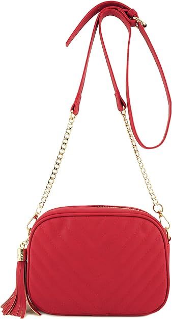 Simple Shoulder Crossbody Bag With Metal Chain Strap And Tassel Top Zipper | Amazon (US)