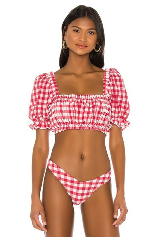 Montce Swim Marcela Bikini Top in Red Gingham from Revolve.com | Revolve Clothing (Global)