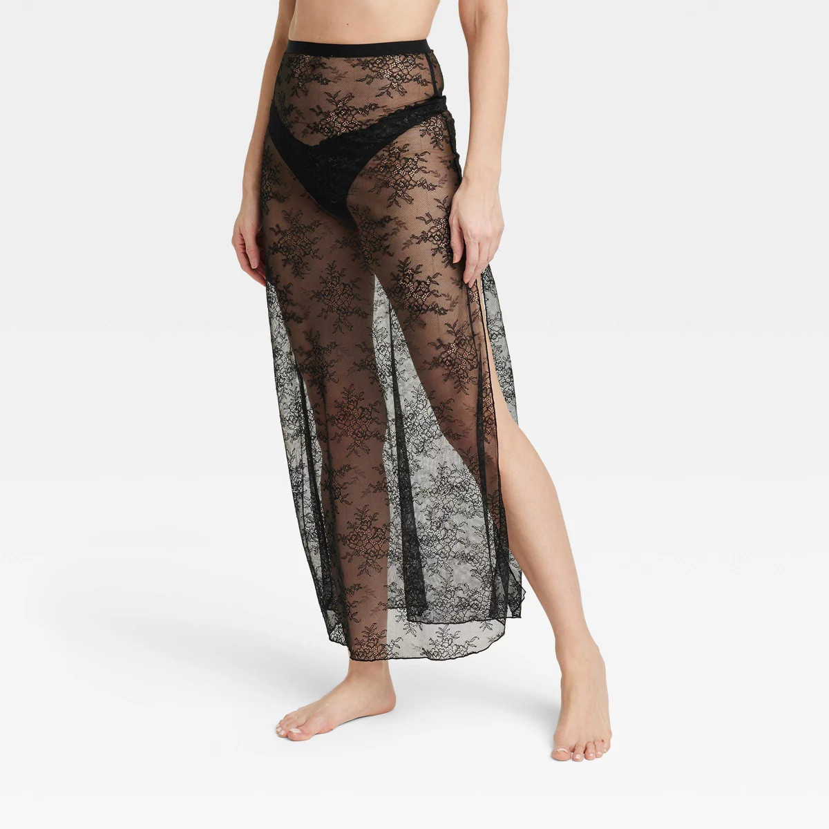 Women's Lace Unlined Lingerie Skirt - Auden™ Black | Target