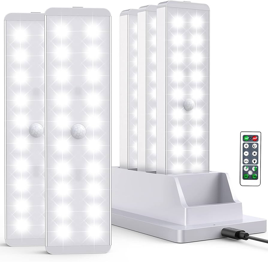 LED Closet Light with Charging Station, 20LEDs Dimmer Rechargeable Motion Sensor Under Cabinet Li... | Amazon (US)