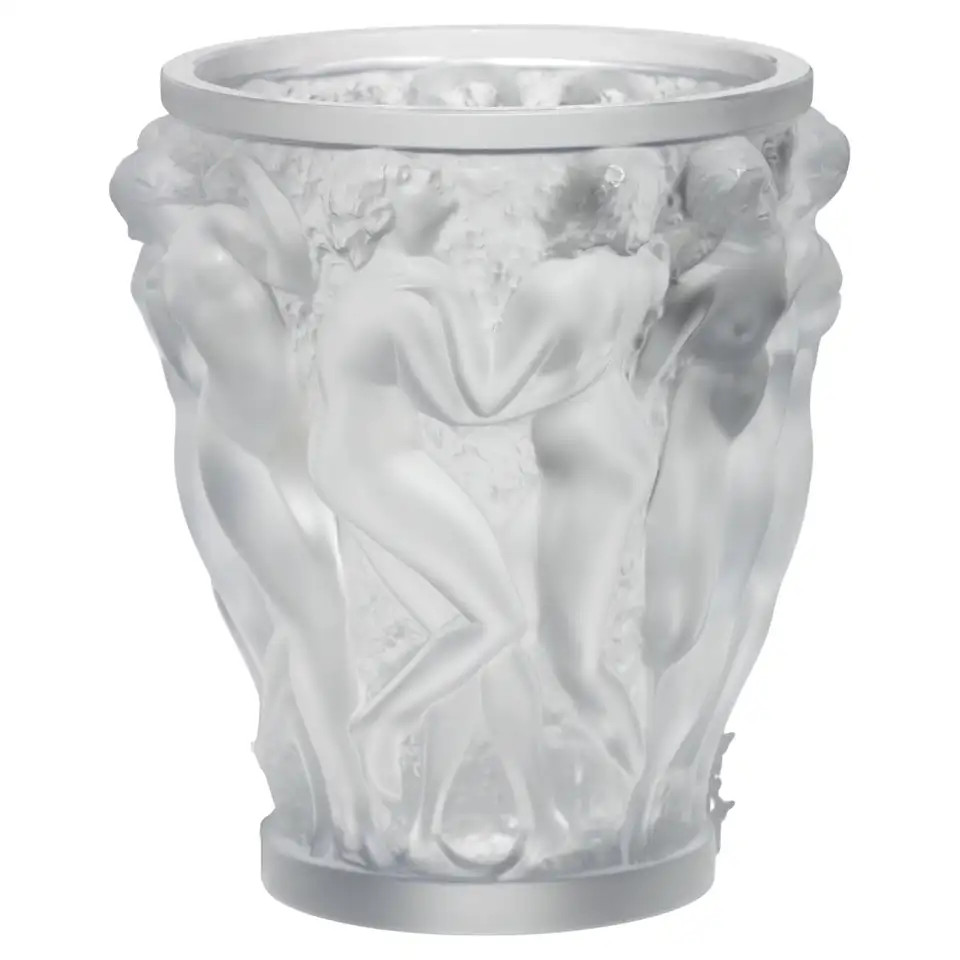 Lalique France, “Bacchantes” Frosted Crystal Vase | 1stDibs