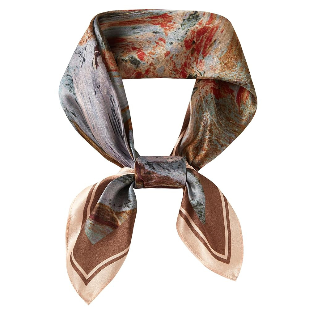 100% Mulberry Silk Neck Scarf, 21"x21" Silk Hair Head Scarf for Women Men, Lightweight Square Sil... | Amazon (US)