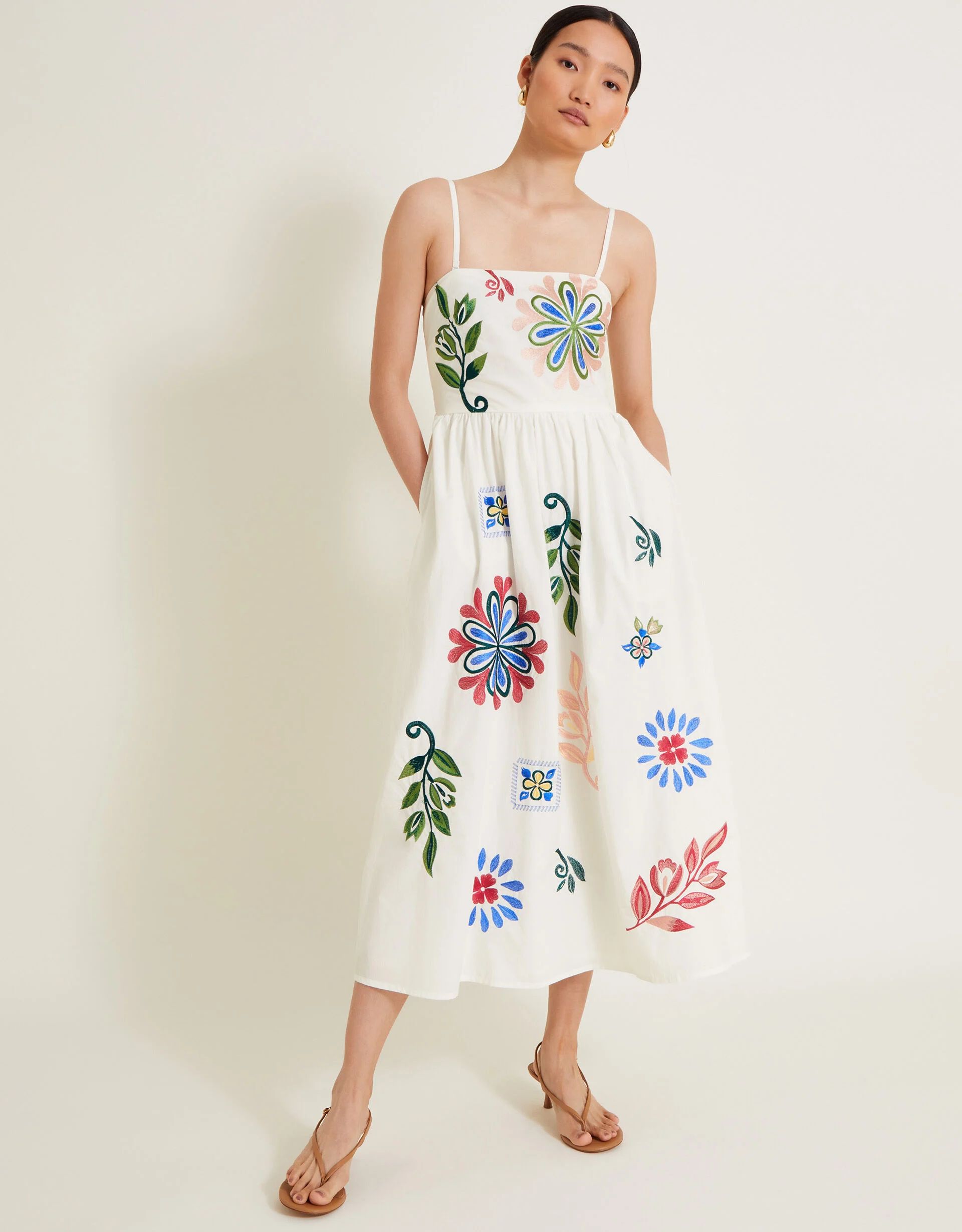 Polly Embroidered Dress White | Monsoon (UK)