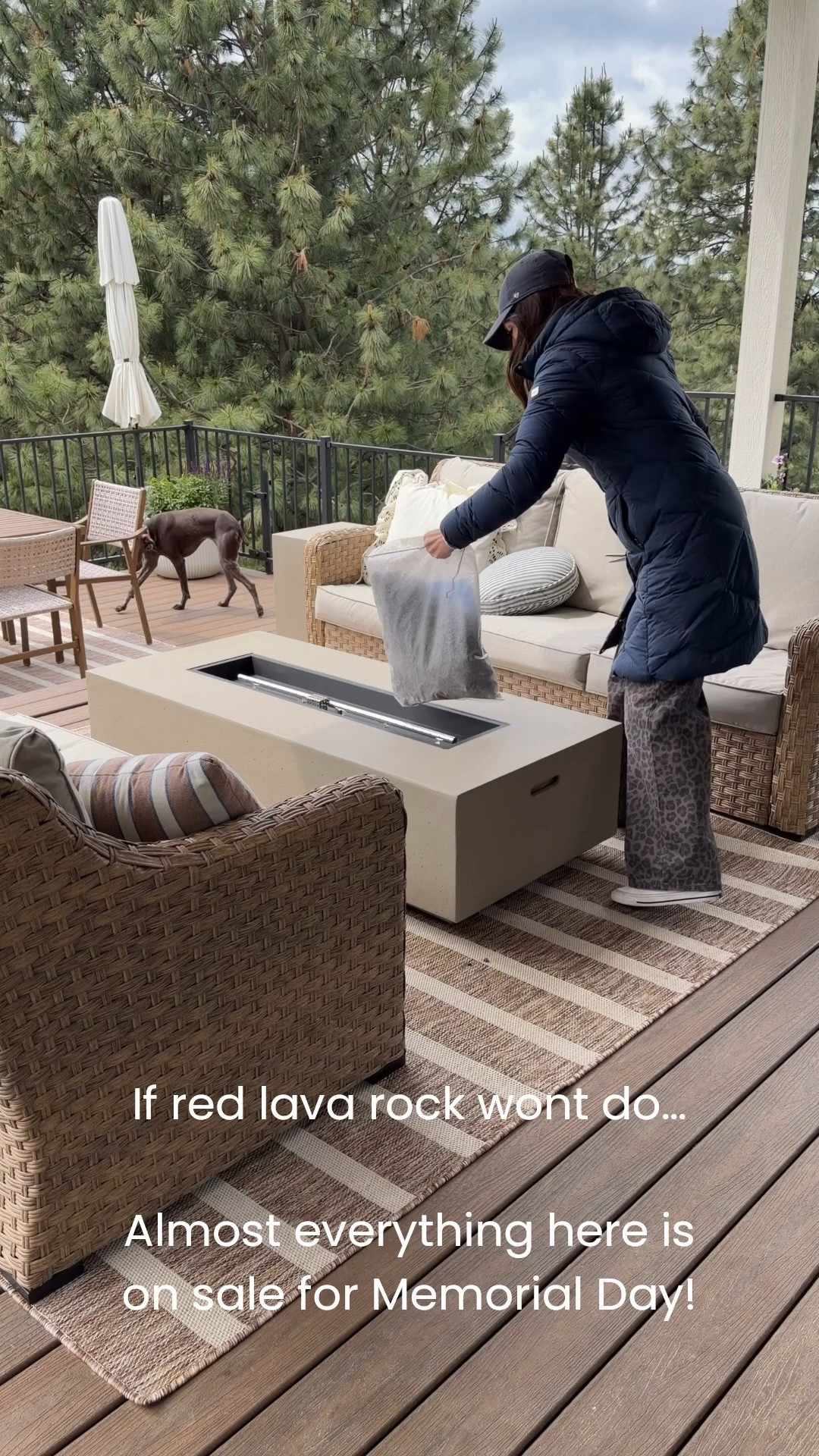 If red lava rock won’t do I found this black version. 👌 almost everything seen here is on sale for Memorial Day!

Fire table, fire pit, Wayfair, rug, outdoor rug, outdoor seating, outdoor sofa, Walmart, outdoor dining, umbrella, umbrella holder, spring, summer, outdoor hosting, outdoor living, sale, Memorial Day, home decor, outdoor decor ￼

#LTKSaleAlert #LTKHome #LTKSeasonal