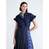 Free Assembly Women's and Women's Plus Ruffle Trim Neck Top with Short Sleeves, Sizes XS-4X | Walmart (US)
