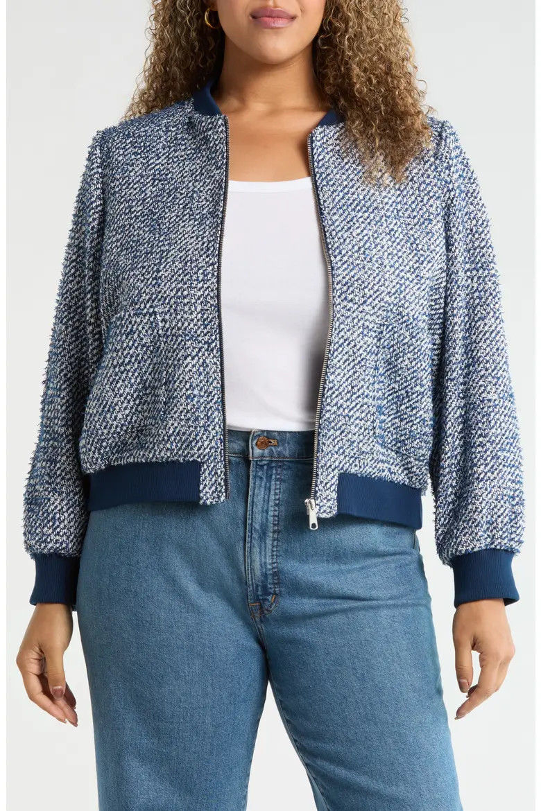 Caslon® Tweed Bomber Jacket (Women) | Nordstrom | Nordstrom