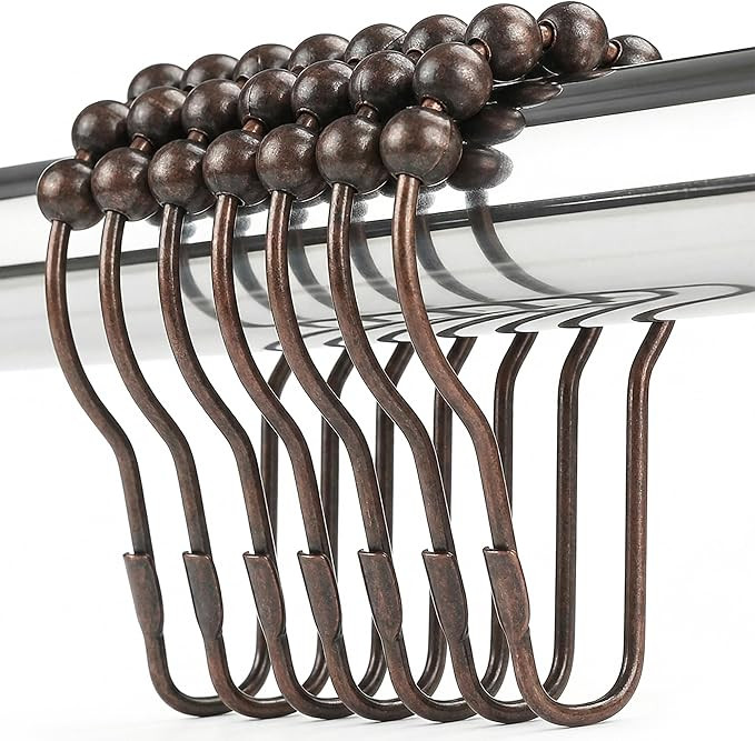 Shower Curtain Hooks Rings, Rustproof Metal Shower Curtain Rings for Bathroom Shower Rods Curtain... | Amazon (US)