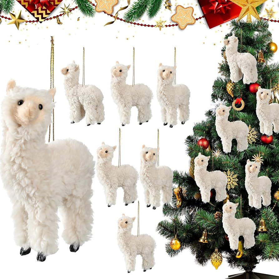 Jenaai 6 Pieces Christmas Furry Llama Ornament 5 Inch Llama Hanging Christmas Ornament Christmas ... | Amazon (US)