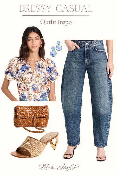 Ballon Jeans. Floral top. Blue earrings. Woven heels. Hand bag. Spring outfit. Outfit inspo. 



#LTKstyletip #LTKSpringSale #LTKSeasonal