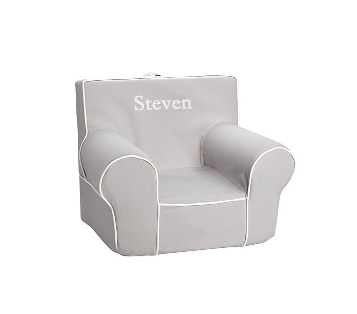 Gray with Piping Twill Anywhere Chair® Slipcover Only | Pottery Barn Kids