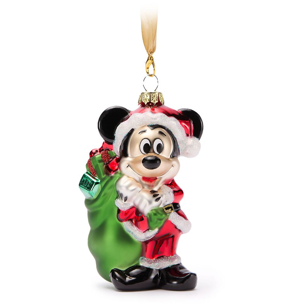 Santa Mickey Mouse Glass Ornament | Disney Store