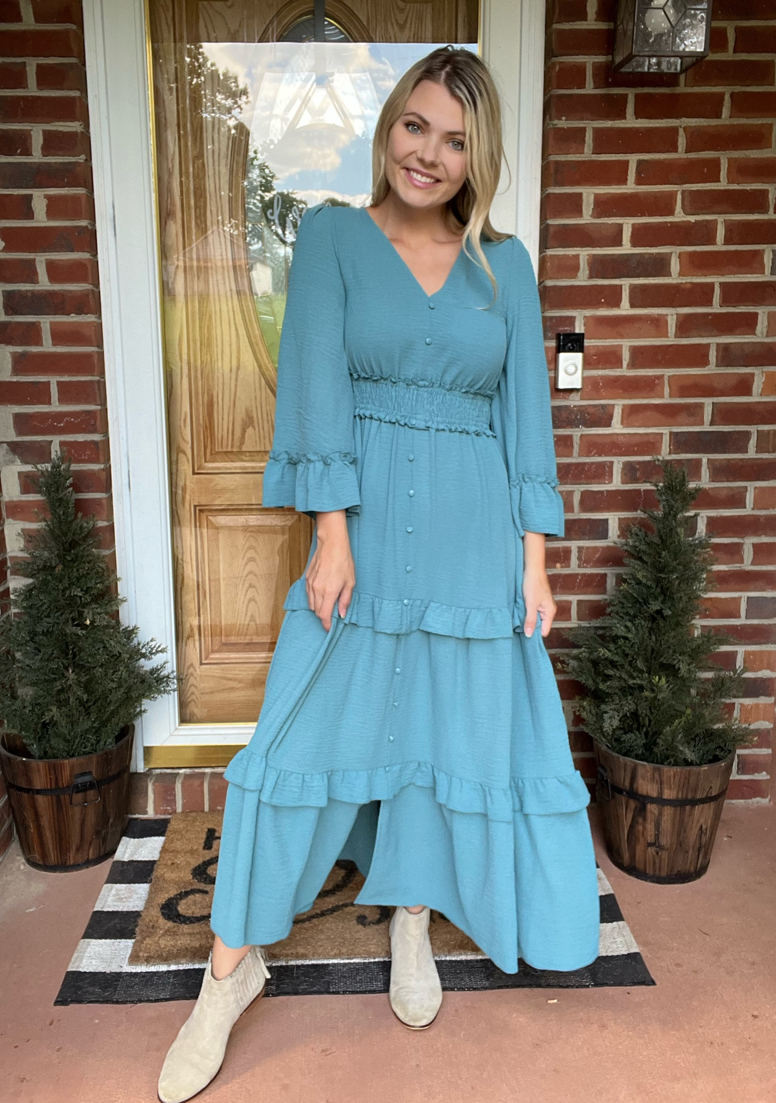 green emerald velvet dress Amazon.com: Ferrendo Women's 2026 Spring Fall Midi Dress Casual Long Sleeve  Crew Neck Smocked Tiered Long Flowy Dresses with Pockets Deep Green S :  Clothing, Shoes & Jewelry