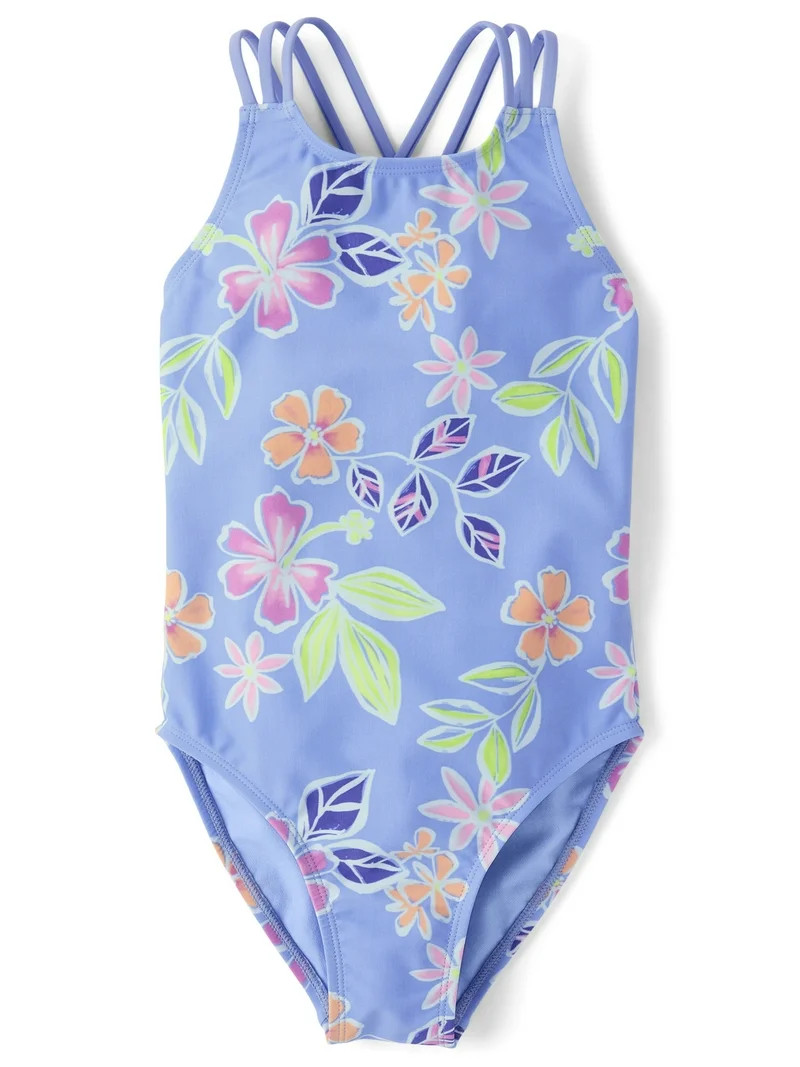 The Children's Place Girls Sleeveless Printed Cross Back One Piece Swimsuit, Sizes XS-XXL | Walmart (US)
