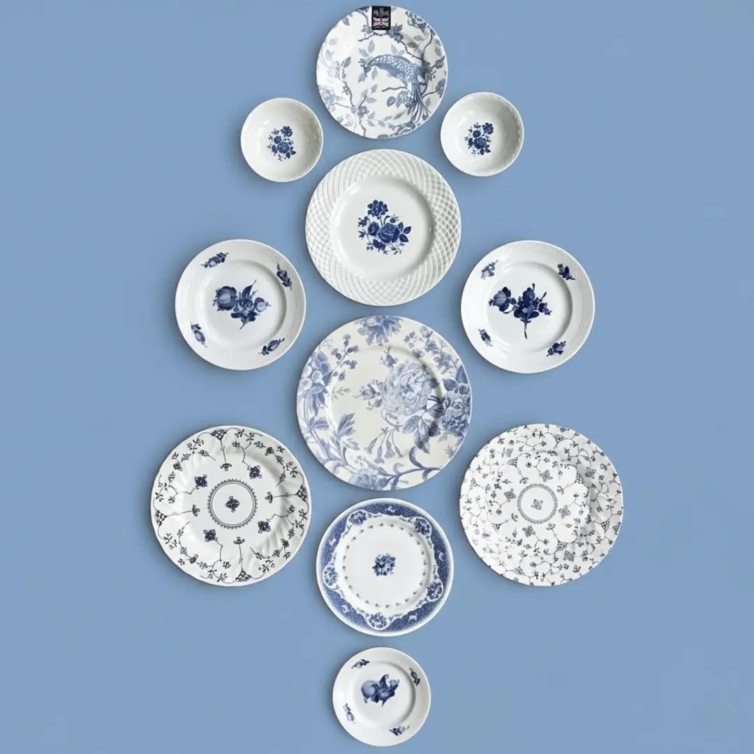 Blue and White Gallery Wall Plates. Vintage Mismatched Wall Decor Set | Etsy (US)