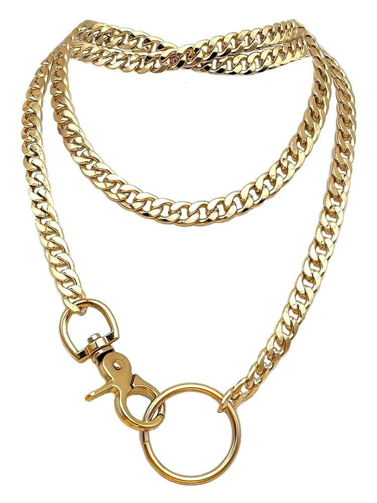paloli Women's Slip Chain Rainbow Heart O-Ring Chunky Chain Necklace, Rays Cuban Long Layered Jew... | Amazon (US)