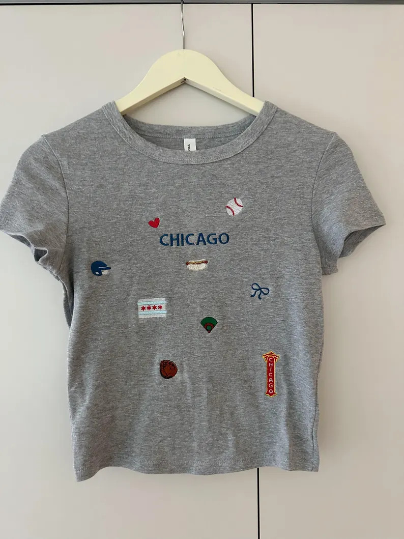 Chicago Baby Tee: Embroidered Icons, City Shirt - Etsy | Etsy (Global)