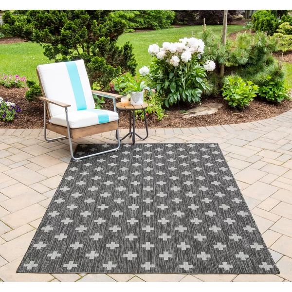 Umbria Charcoal/White Indoor/Outdoor Area Rug | Wayfair North America