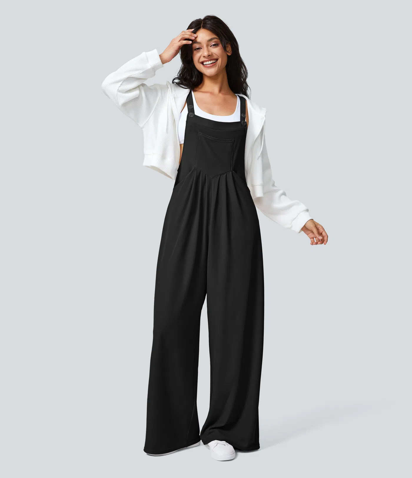Women’s Pockets Waffle Casual Overalls - Halara | HALARA