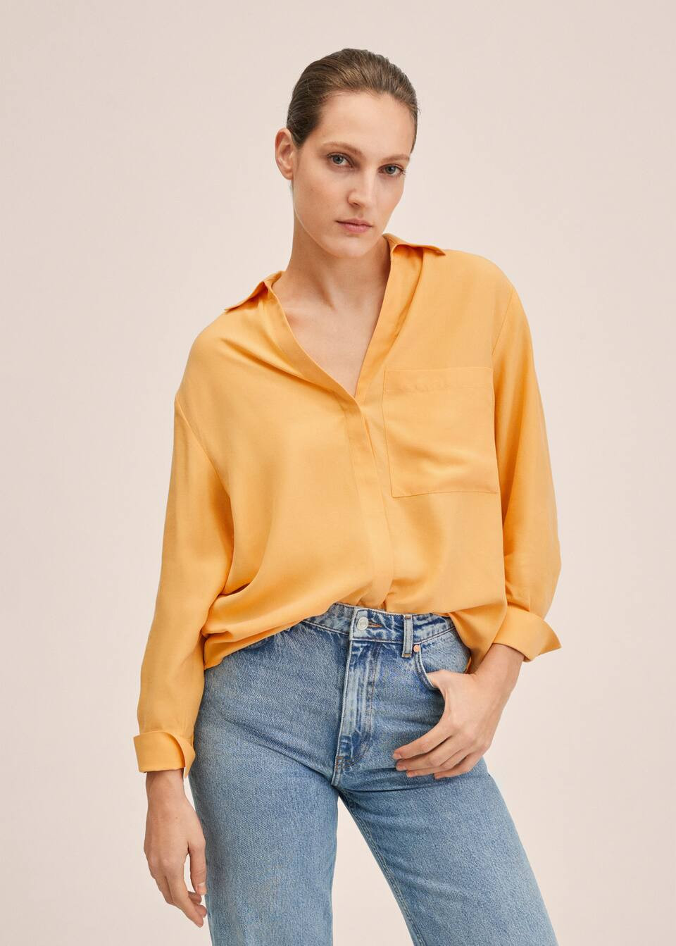 Oversized lyocell shirt | MANGO (US)