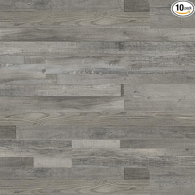 VyLuxe 100002172 Madera 7" x 48" Luxury SPC Rigid Core Vinyl Plank Flooring, Silver Oak (10-Pack,... | Amazon (US)
