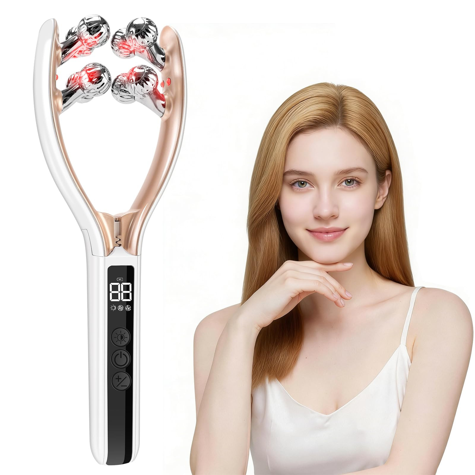 Face Massager Tool with Red Light, Facial Roller Skin Care Tool for Women, Rechargeable Face Roll... | Amazon (US)
