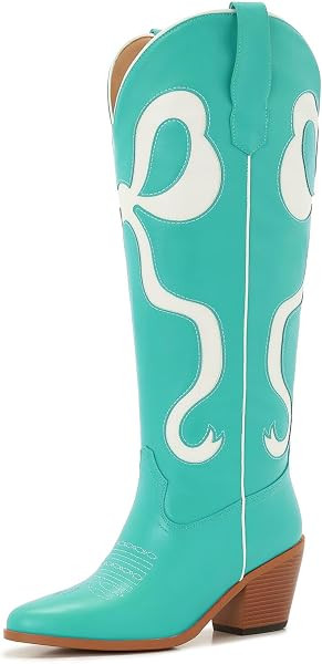 Bow Boots Cowgirl Knee-High Pink Cowboy Boots For Women | Amazon (US)