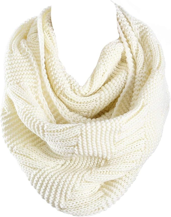 Marte&Joven Knit Infinity Scarf for Women Fashion Winter Circle Loop Scarves(Red/Yellow/Gray/Whit... | Amazon (US)