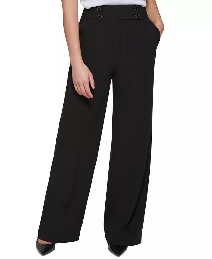 Calvin Klein Women's Whitney Button Front Wide Leg Pants & Reviews - Pants & Capris - Women - Mac... | Macys (US)